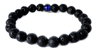 Czarna bransoletka kulkowa ze skały wulkanicznej
