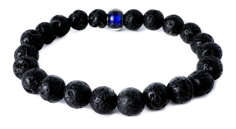 Czarna bransoletka kulkowa ze skały wulkanicznej
