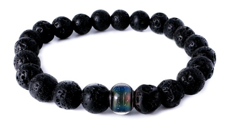 Czarna bransoletka kulkowa ze skały wulkanicznej