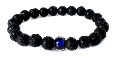 Czarna bransoletka kulkowa ze skały wulkanicznej