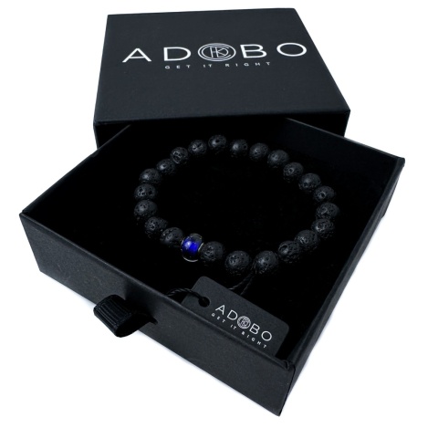 Czarna bransoletka kulkowa ze skały wulkanicznej