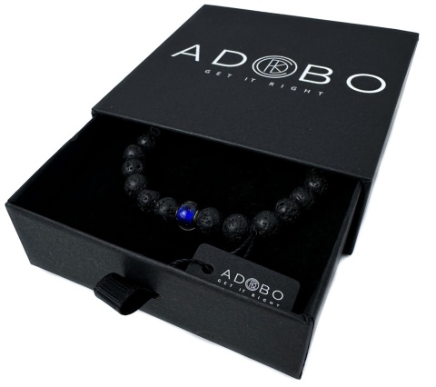 Czarna bransoletka kulkowa ze skały wulkanicznej