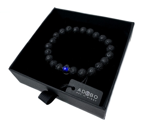 Czarna bransoletka kulkowa ze skały wulkanicznej