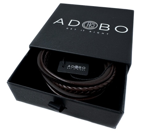 Brązowa bransoletka rzemykowa ze skóry ekologicznej i stali nierdzewnej