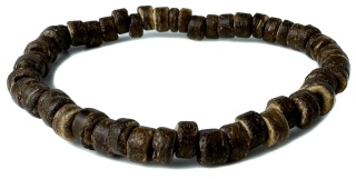 Brązowa drewniana bransoletka wykonana z łupiny ciemnego kokosa