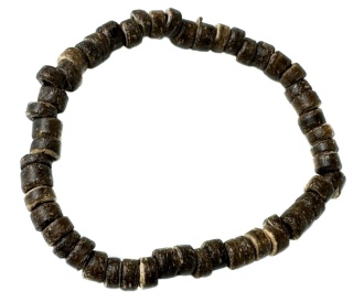 Brązowa drewniana bransoletka wykonana z łupiny ciemnego kokosa