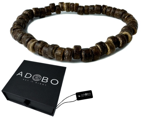 Brązowa drewniana bransoletka wykonana z łupiny ciemnego kokosa