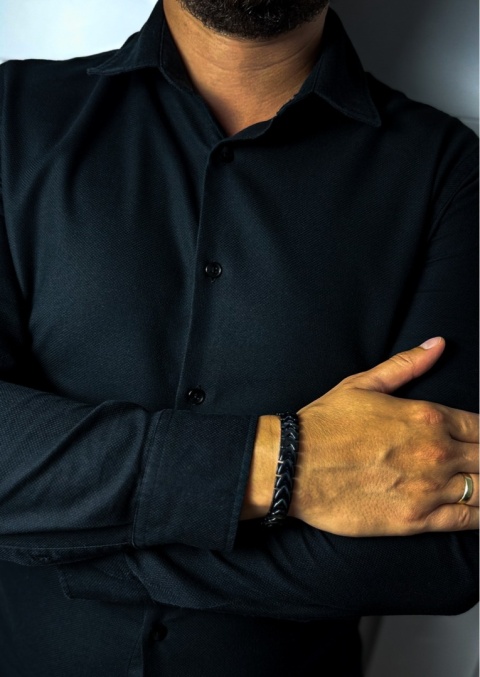 Czarna bransoletka magnetyczna ze stali nierdzewnej