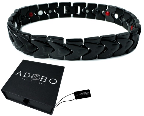 Czarna bransoletka magnetyczna ze stali nierdzewnej