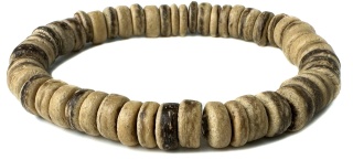 Beżowa drewniana bransoletka wykonana z łupiny jasnego kokosa