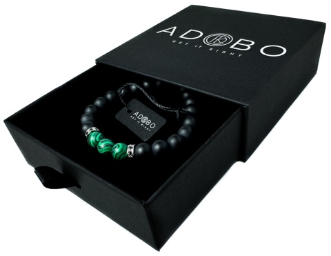 Czarna bransoletka kulkowa ze splotem z obsydianiu, malachitu i ozdobami z cyrkonii