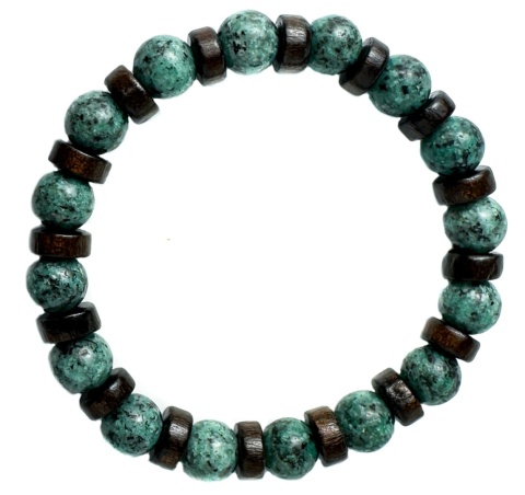 Zielona bransoletka kulkowa z naturalnego kamienia amazonit