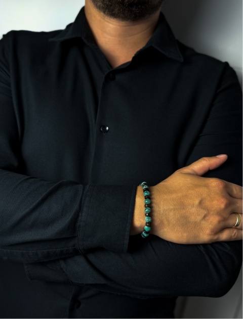 Zielona bransoletka kulkowa z naturalnego kamienia amazonit