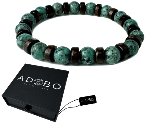 Zielona bransoletka kulkowa z naturalnego kamienia amazonit