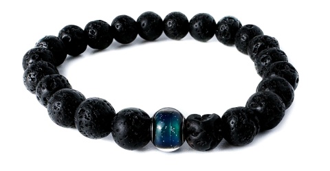 Czarna bransoletka kulkowa ze skały wulkanicznej