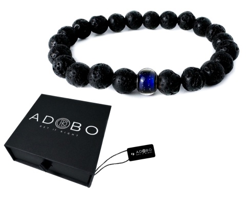 Czarna bransoletka kulkowa ze skały wulkanicznej