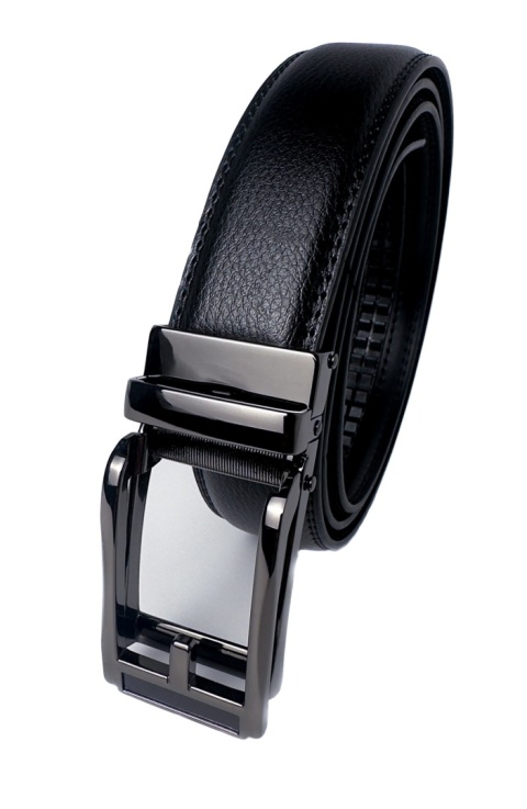 Męski, czarny pasek z automatyczną, grafitową klamrą
