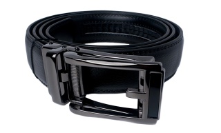 Męski, czarny pasek z automatyczną, grafitową klamrą