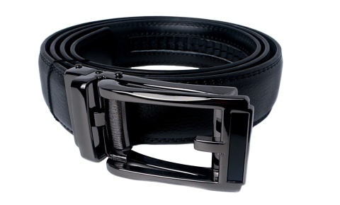 Męski, czarny pasek z automatyczną, grafitową klamrą