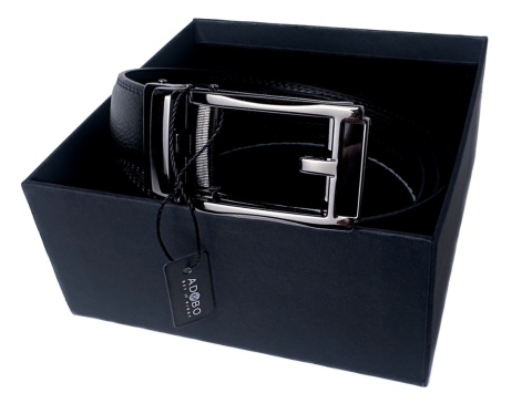 Męski, czarny pasek z automatyczną, grafitową klamrą