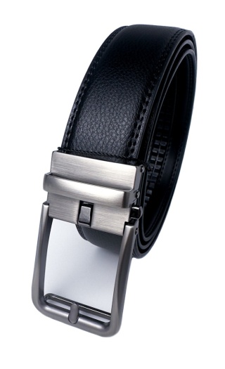 Męski, czarny pasek z automatyczną, grafitową klamrą