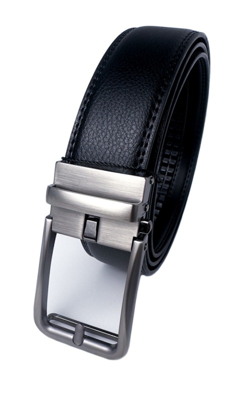 Męski, czarny pasek z automatyczną, grafitową klamrą