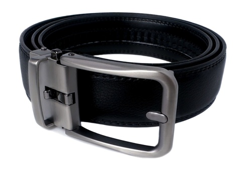 Męski, czarny pasek z automatyczną, grafitową klamrą