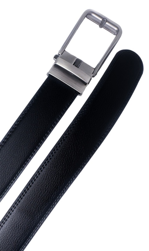 Męski, czarny pasek z automatyczną, grafitową klamrą