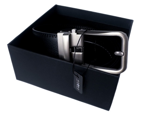 Męski, czarny pasek z automatyczną, grafitową klamrą