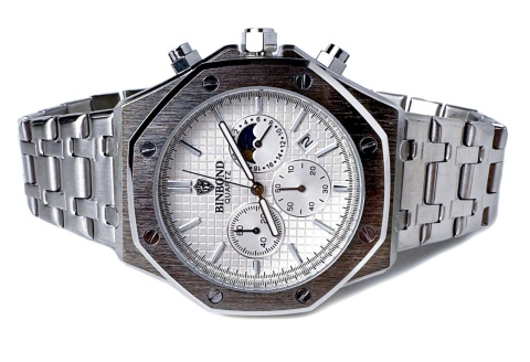 Zegarek męski z bransoletą ze stali nierdzewnej i chronografem