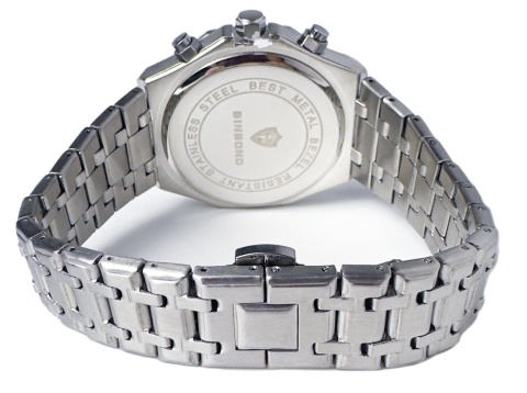 Zegarek męski z bransoletą ze stali nierdzewnej i chronografem