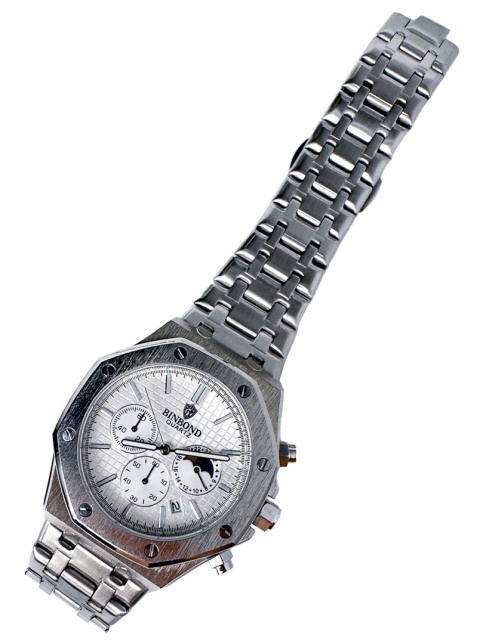 Zegarek męski z bransoletą ze stali nierdzewnej i chronografem