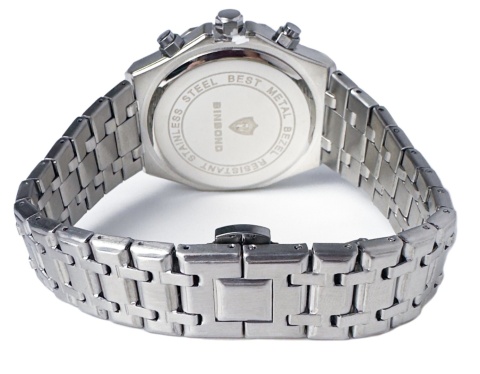 Zegarek męski z bransoletą ze stali nierdzewnej i chronografem