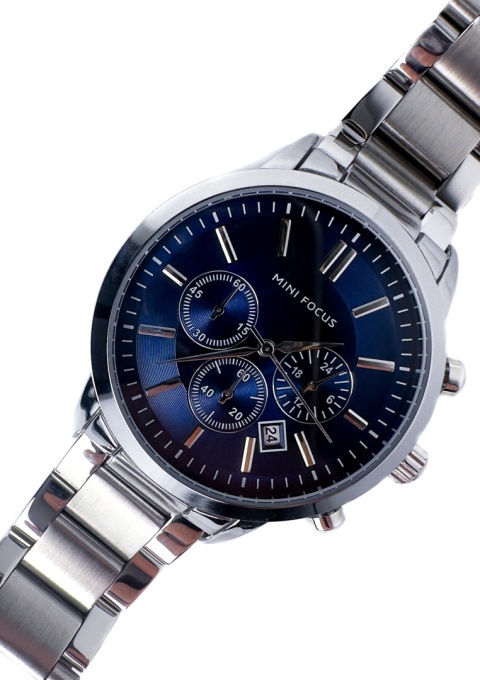 Zegarek męski z bransoletą ze stali nierdzewnej i chronografem