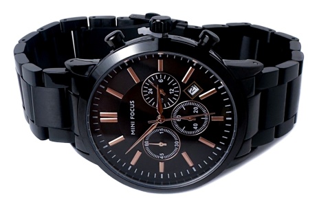 Zegarek męski z bransoletą ze stali nierdzewnej i chronografem