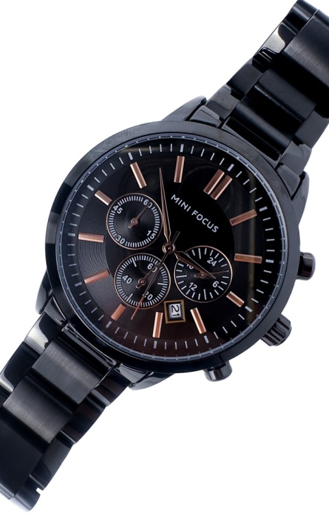 Zegarek męski z bransoletą ze stali nierdzewnej i chronografem