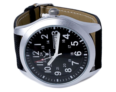 Zegarek męski z czarnym, parcianym paskiem