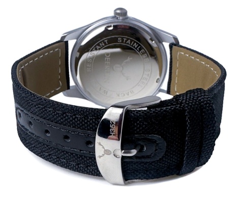 Zegarek męski z czarnym, parcianym paskiem