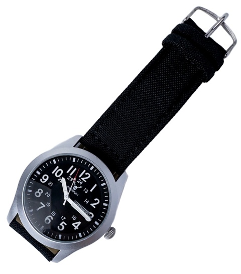 Zegarek męski z czarnym, parcianym paskiem