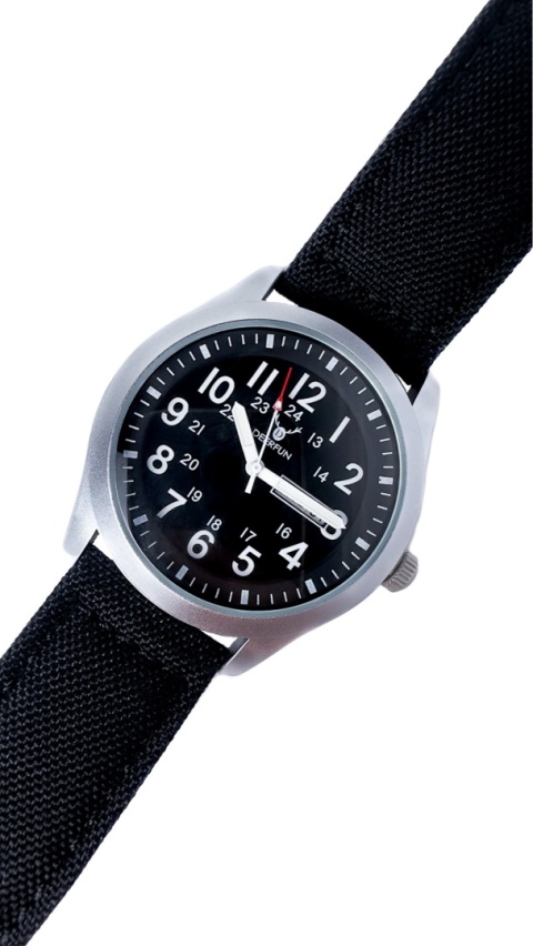 Zegarek męski z czarnym, parcianym paskiem